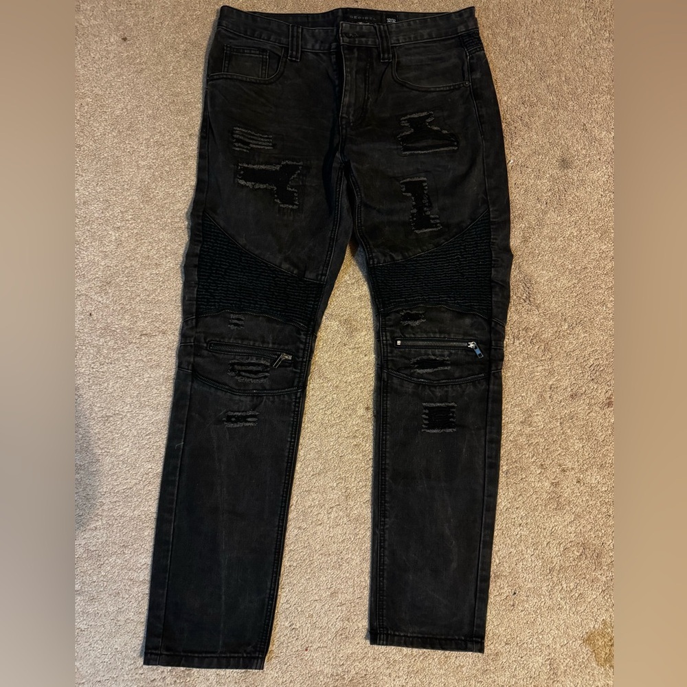 Men's Distressed Black Skinny Jeans